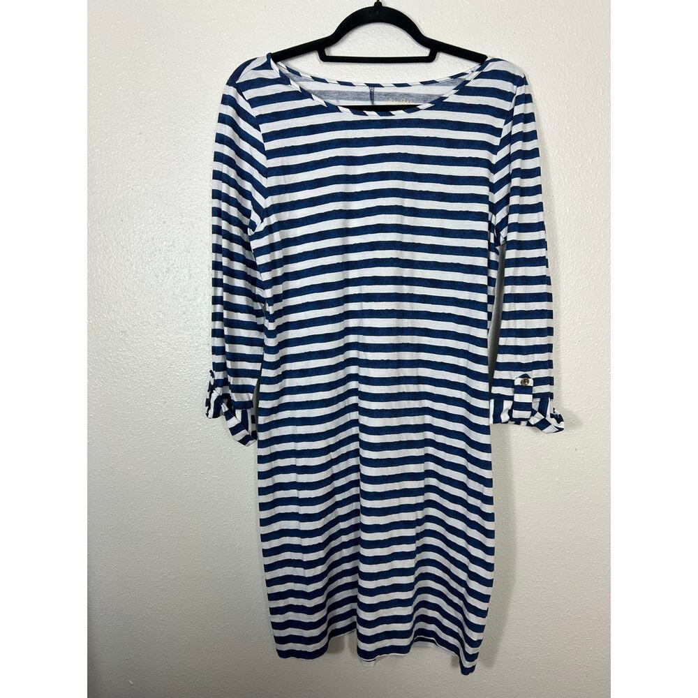 Lilly Pulitzer Marlowe Watercolor Striped Dress Navy Large Nautical Coastal - Picture 3 of 10